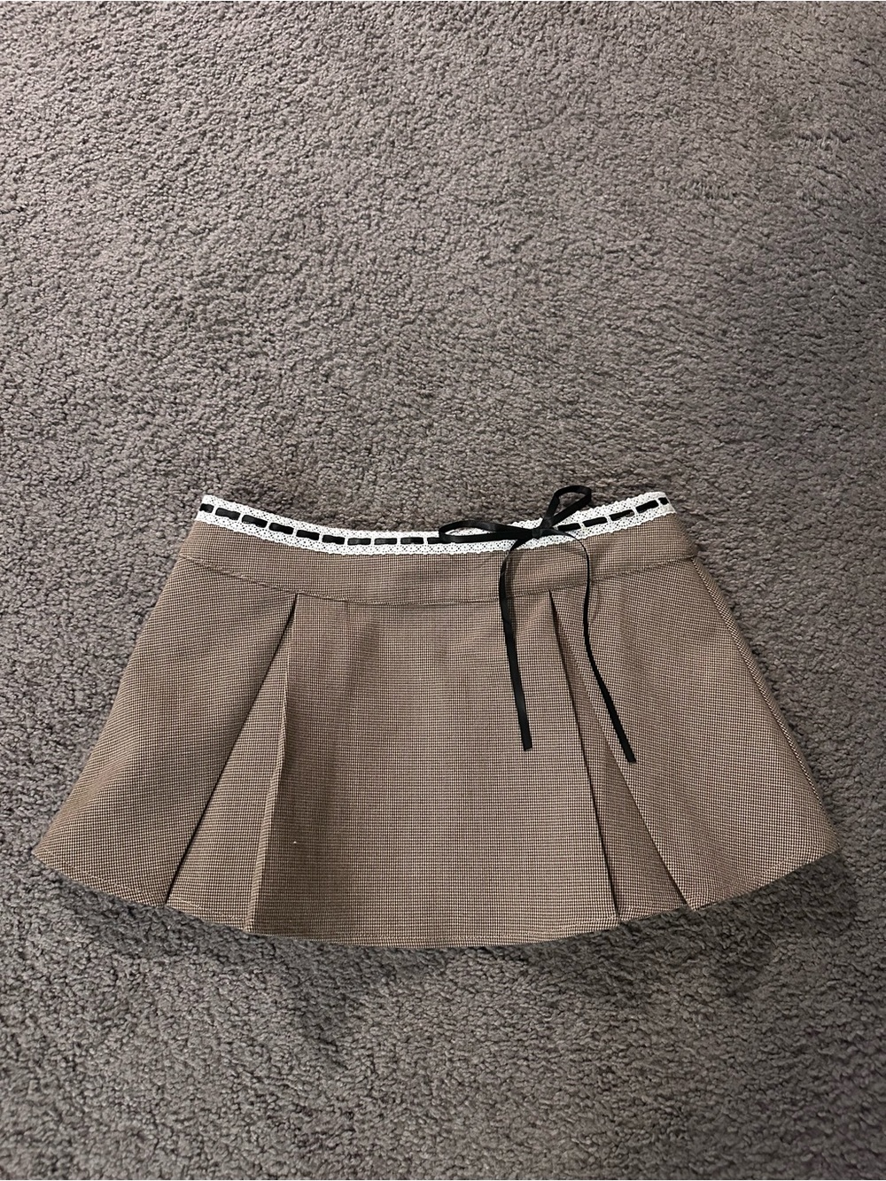 Altar'd State Taupe Pleated Circle Skirt with Contrast Waist Tie